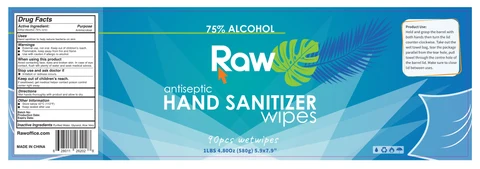 RAW ANTISEPTIC HAND SANITIZER WIPES 포장