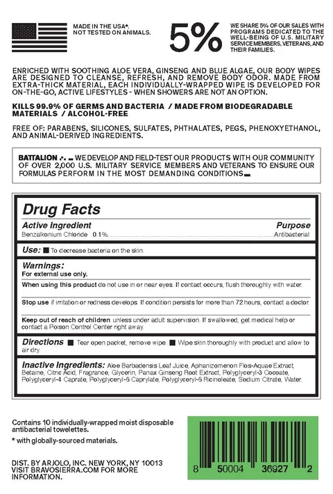 Bravo Sierra - Antibacterial Body Wipes packaging
