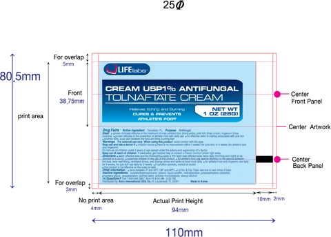 Image of Tolnaftate Cream Tube Label