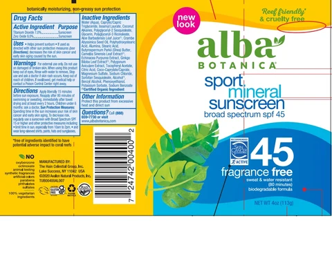 Alba Botanica Mineral Sport FF Sunscreen SPF45 포장