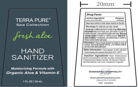Terra Pure Spa Collection Fresh Aloe Hand Sanitizer packaging