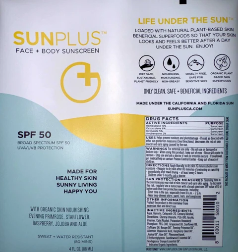 Sunplus SPF50 Face Body Sunscreen 포장