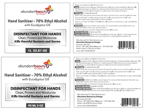 Abundant Beauty by Design - Hand Sanitizer 70% packaging
