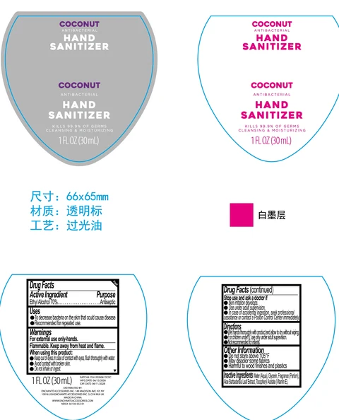 COCONUT ANTIBACTERIAL HAND SANITIZER packaging