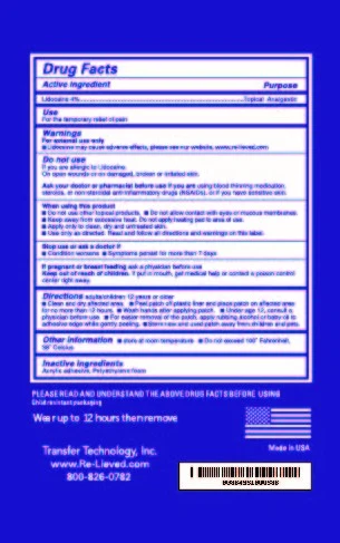 Re-Lieved Lidocaine Patch 포장