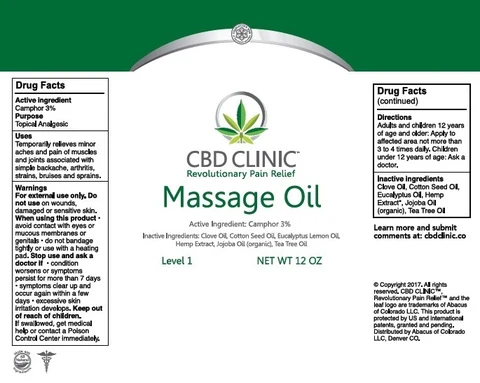 CBD Clinic - Massage Oil - Level 1 packaging