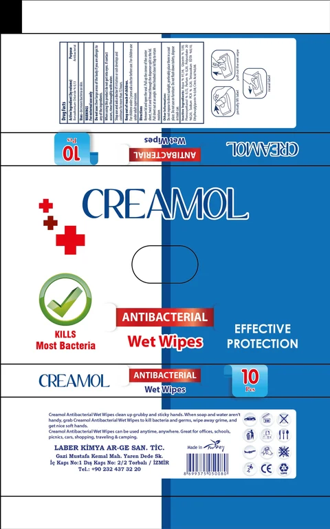 Creamol Antibacterial Wet Wipes 10pcs 포장