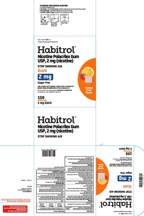 Habitrol Nicotine Polacrilex Gum 2 mg Coated Fruit packaging