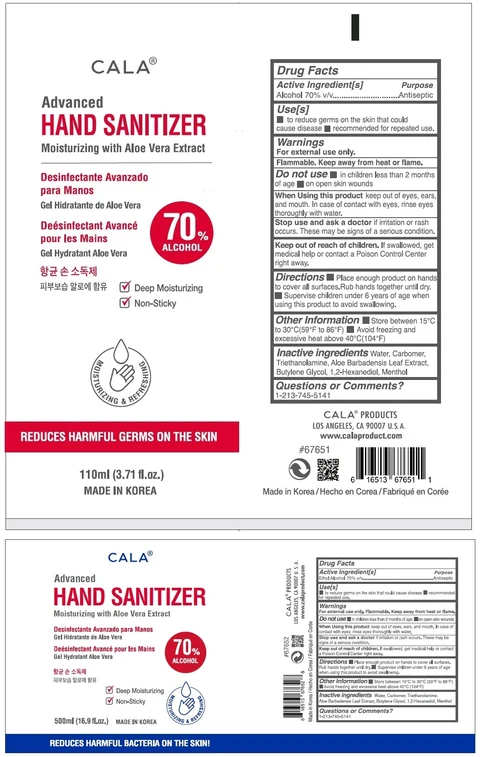 CALA ADVANCED HAND SANITIZER packaging