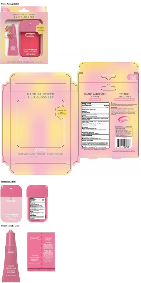 Smart Care STRAWBERRY HAND SANITIZER and LIP GLOSS SET 포장