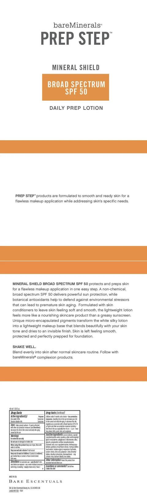 bareMinerals Prep Step Mineral Shield Broad Spectrum SPF 50 Daily Prep packaging