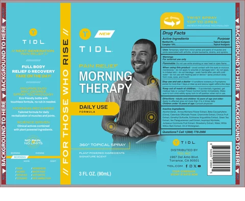 Tidl Pain Relief Morning Therapy Spray. packaging