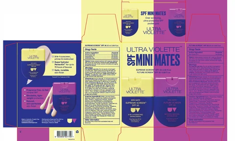 Ultra Violette SPF Mini Mates Duo Pocket PalsUltra Violette SPF Mini Mates Duo Pocket Pals Contains 1 X Supreme Screen SPF50 20mL (84803-100-21) 1 X Future Screen SPF50 20mL (84803-103-21) 포장