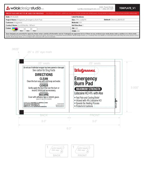 Walgreens Burn Pad packaging