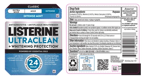 Listerine UltraClean Plus Whitening Protection Intense Antiseptic Antigingivitis/ Antiplaque Mouthwash packaging