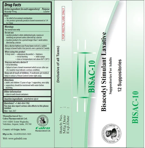 BISAC-10 Bisacodyl Stimulant Laxative 포장
