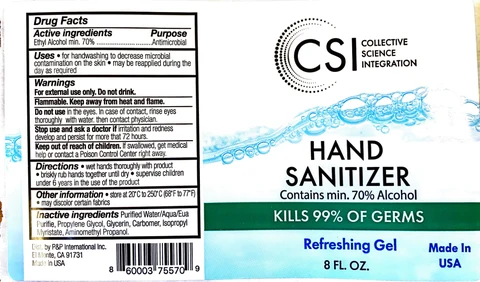 CSI 8oz Hand Sanitizer Gel packaging