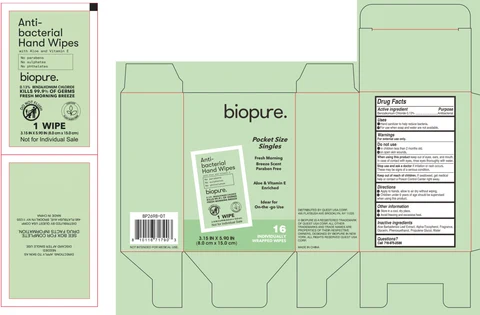 BIOPURE 16CT ANTI BACTERIAL INDIVIDUALLY WRAPPED HAND WIPES (FRESH SCENT) 포장