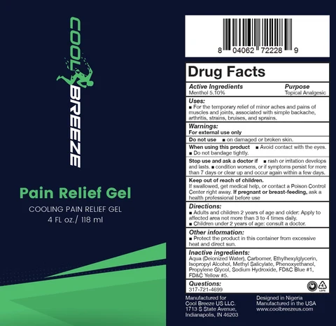 COOL BREEZE Pain Relief packaging