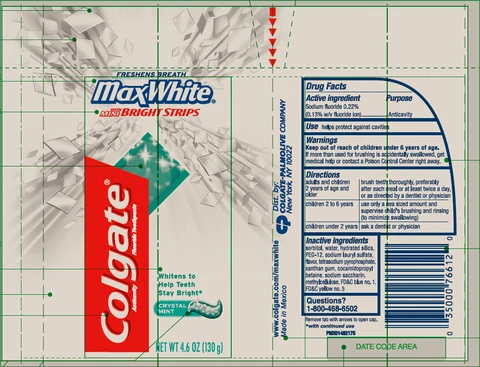 COLGATEMAX WHITE WITH MINI BRIGHT STRIPS Crystal MINT packaging