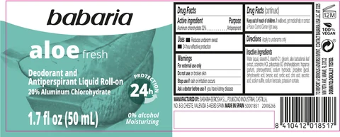 Babaria Aloe Fresh Deodorant and Antiperspirant Liquid Roll-On 포장