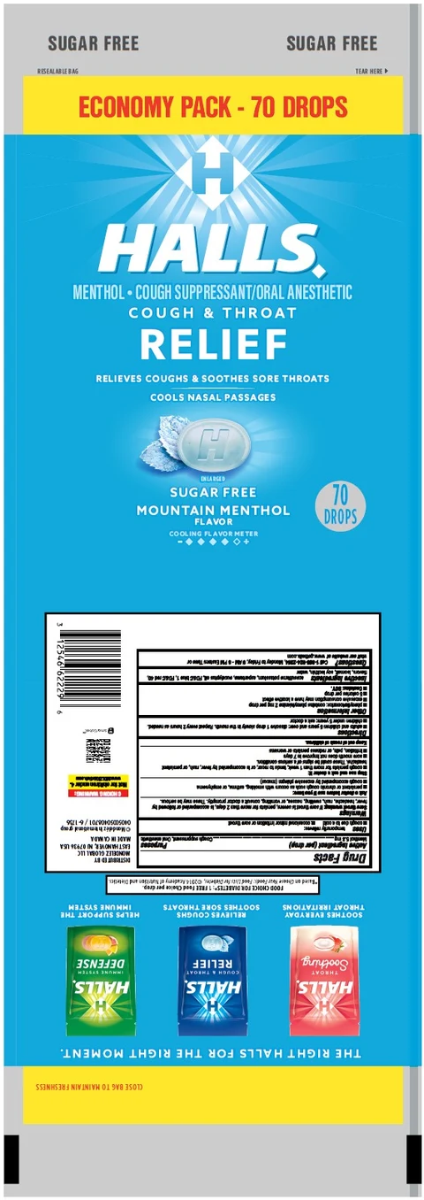 HallsSugar Free Mountain Menthol packaging