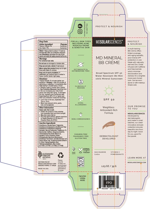 MD Mineral BB CremeBroad Spectrum SPF 50 Water Resistant (80min) Mineral Sunscreen LIGHT / MD Mineral BB CremeBroad Spectrum SPF 50 Water Resistant (80min) Mineral Sunscreen MEDIUM / MD Mineral BB CremeBroad Spectrum SPF 50 Water Resistant (80min) Mineral Sunscreen DARK / MD Mineral BB CremeBroad Spectrum SPF 50 Water Resistant (80min) Mineral Sunscreen DEEP packaging