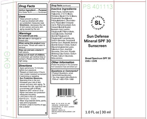 Skin Laundry Sun Defense Mineral SPF 30 Sunscreen Broad Spectrum SPF 30 UVA UVB packaging