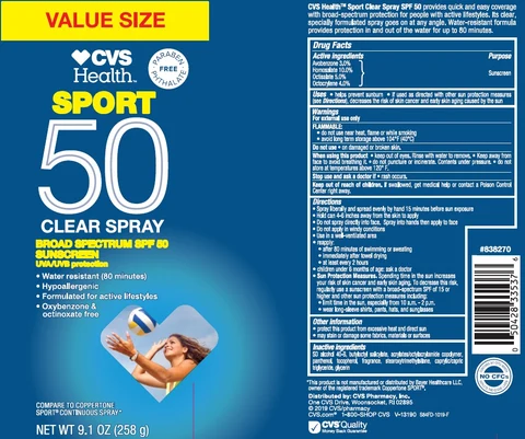 CVS HEALTH SPORT SPF 50 CLEAR SUNSCREEN packaging