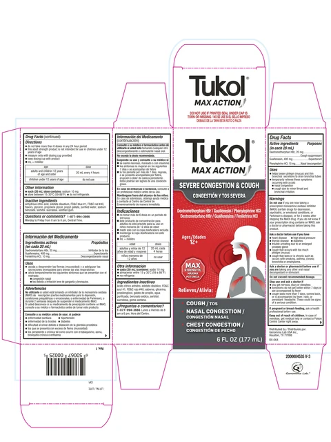Tukol MAX ACTION Severe Congestion and Cough 포장