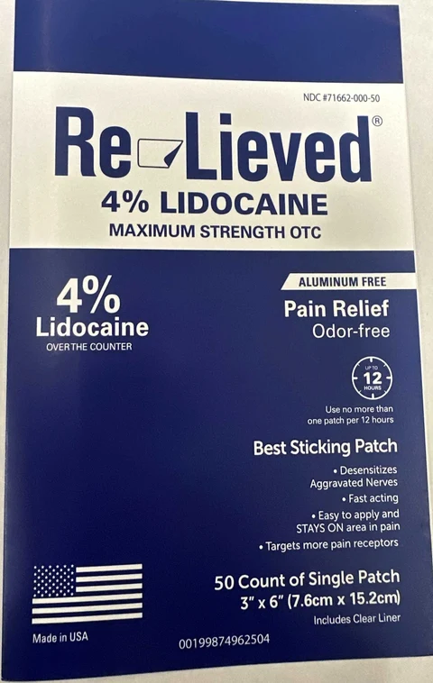 Re-Lieved Lidocaine Patch 포장
