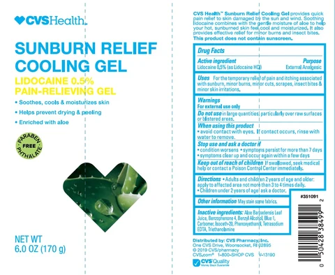 CVS Health Sunburn Relief Cooling Lidocaine 0.5 Pain-Relieving 포장