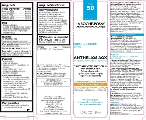 La Roche Posay Laboratoire Dermatologique Anthelios AOX Daily Antioxidant Serum Broad Spectrum SPF 50 Sunscreen packaging
