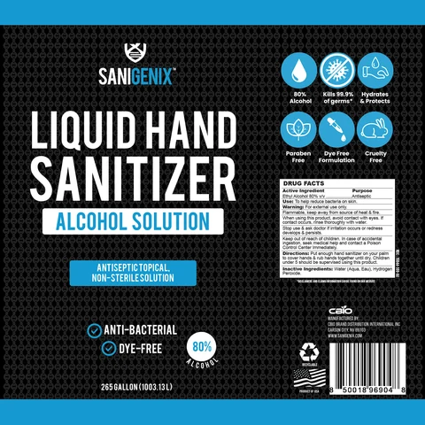 Sanigenix Liquid Hand Sanitizer 포장