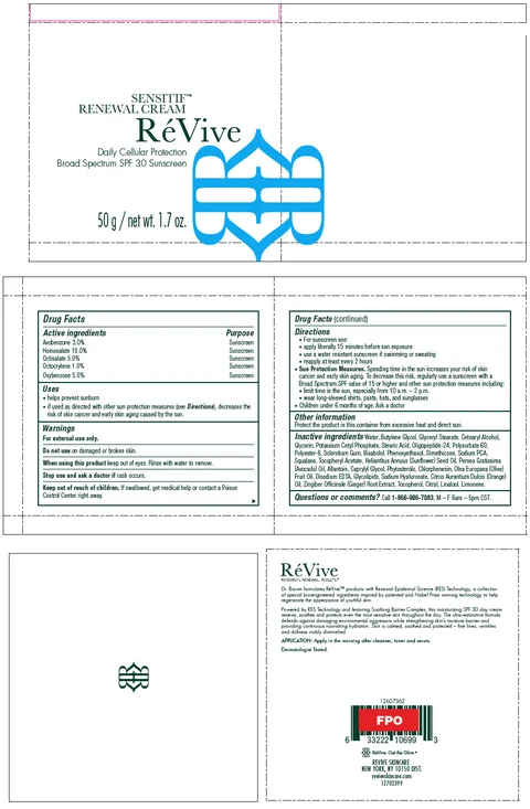 ReVive Sensitif Renewal Daily Cellular Protection Broad Spectrum SPF 30 Sunscreen 포장
