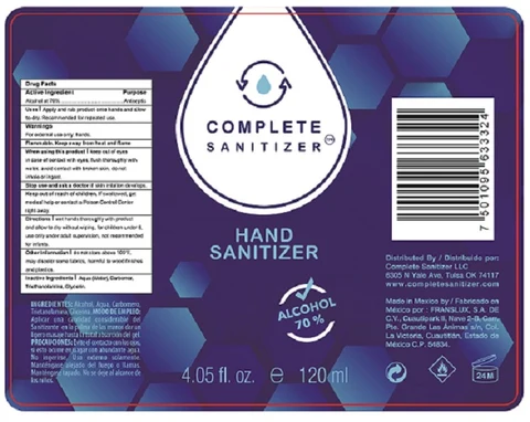 Hand Sanitizer 120 ml Complete packaging