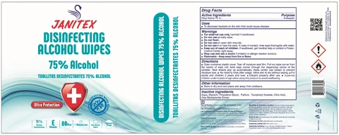 JANITEX DISINFECTING WIPES 75% ALCOHOL 포장