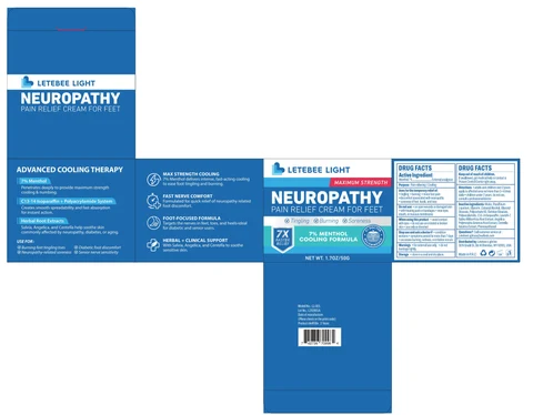 LETEBEE LIGHT neuropathy pain relief cream for feet packaging