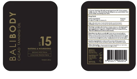 Bali Body Cacao Tanning Oil SPF 15 포장