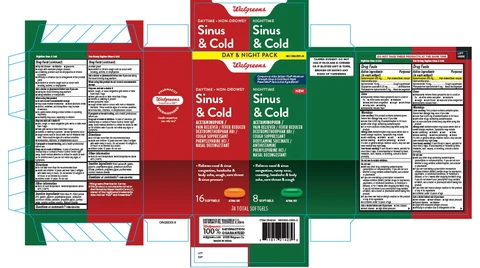 Walgreens Maximum Strength Non-Drowsy Day and Night Sinus and Cold packaging