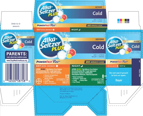 Alka-Seltzer Plus Severe Cold PowerFast Fizz packaging