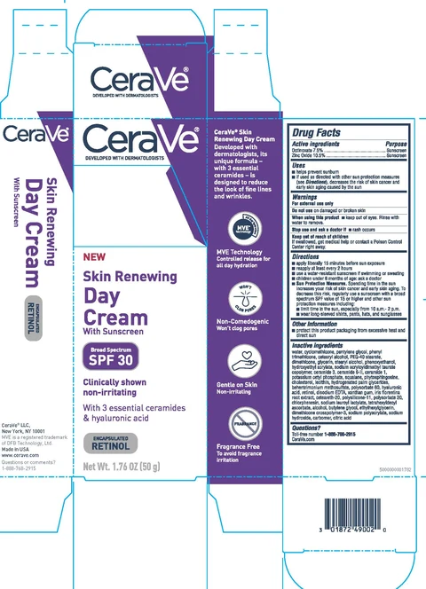 CeraVe Developed with Dermatologists Skin Renewing Broad Spectrum SPF 30 Day 포장