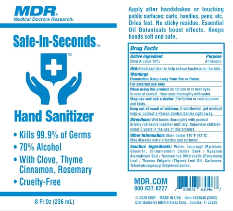 MDR Safe-In-Seconds Hand Sanitizer 포장