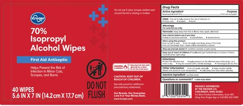 Kroger 70 Isopropyl Alcohol Wipes packaging