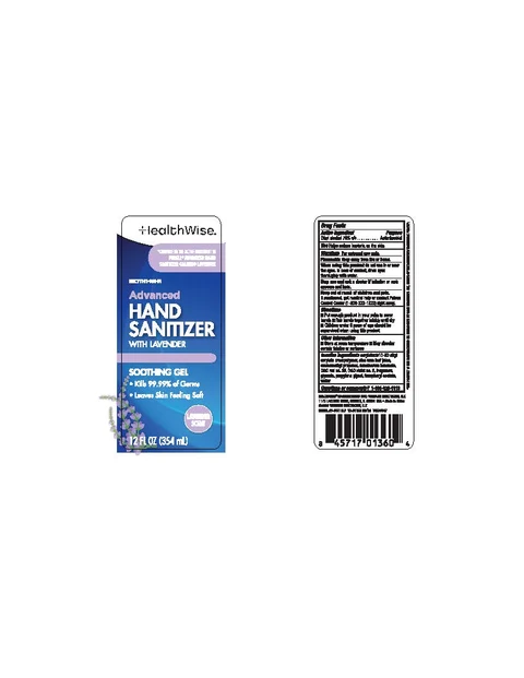 HealthWise Advanced Hand Sanitizerwith Lavender packaging