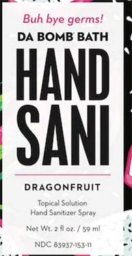 Da Bomb Bath Rosemary Mint Hand SanitizerSpray / Da Bomb Bath Dragonfruit Hand SanitizerSpray / Da Bomb Bath Cool Mist Hand SanitizerSpray / Da Bomb Bath Clementine Hand SanitizerSpray 포장