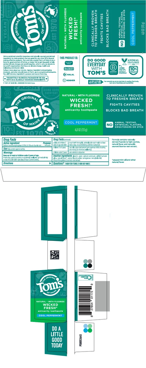 Toms Wicked Fresh Cool Peppermintfresh breath / cavity protection packaging