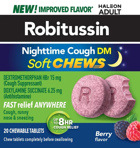 ROBITUSSIN Nighttime Cough DM Soft CHEWS 포장