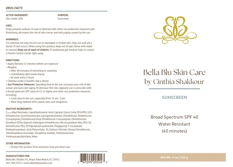 Bella Blu Skin Care Non Tinted Sunscreen 포장