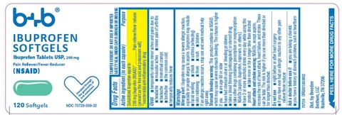 PRINCIPAL DISPLAY PANEL NDC 70729-509-32 b+b IBUPROFEN SOFTGELS 120 Softgels (200 mg each)